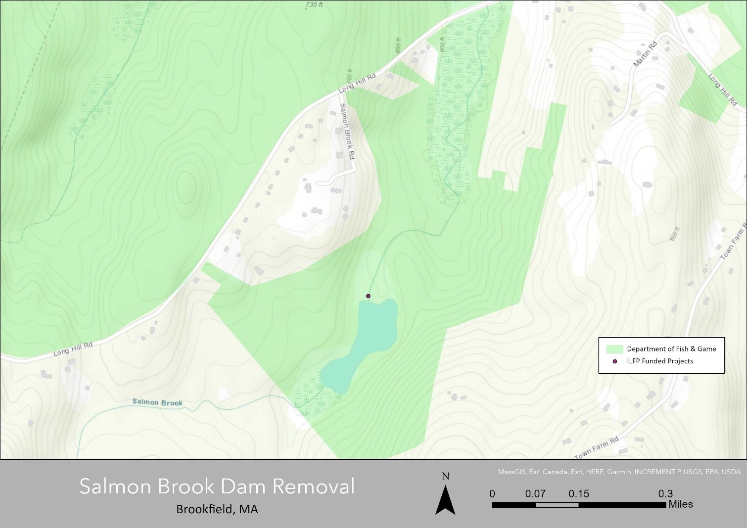 Map of Salmon Brook dam removal area.