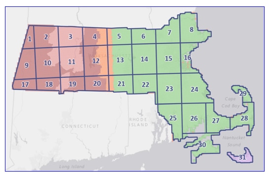 Lidar DEM regional mosaics index map