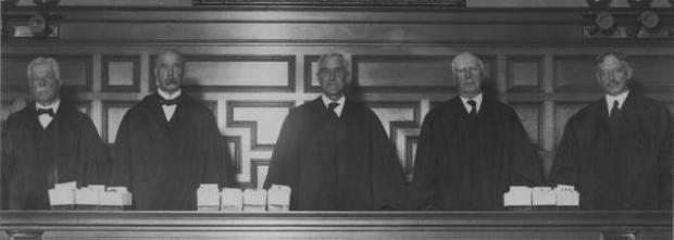 Five of the seven justices of the Supreme Judicial Court in 1925.
