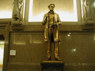 Rufus Choate statue in the Great Hall of the John Adams Courthouse 