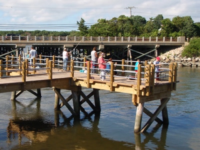 People on a public access pier,
