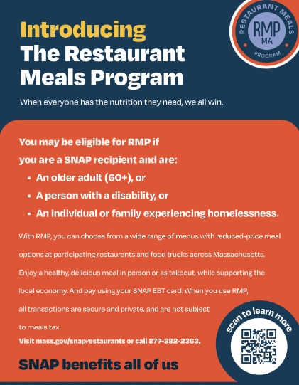 SNAP Restaurant Meals Program (RMP) Signage Flyer- English