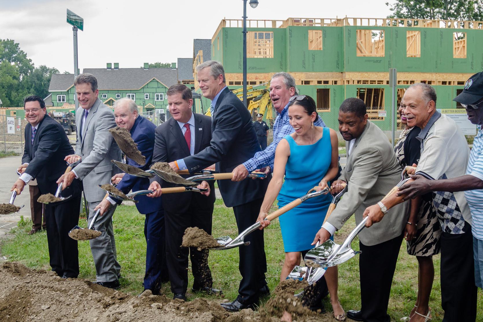 Governor Baker and others break ground on affordable housing in Boston.