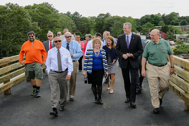 Governor Baker joins other officials to announce additional state trail funding.