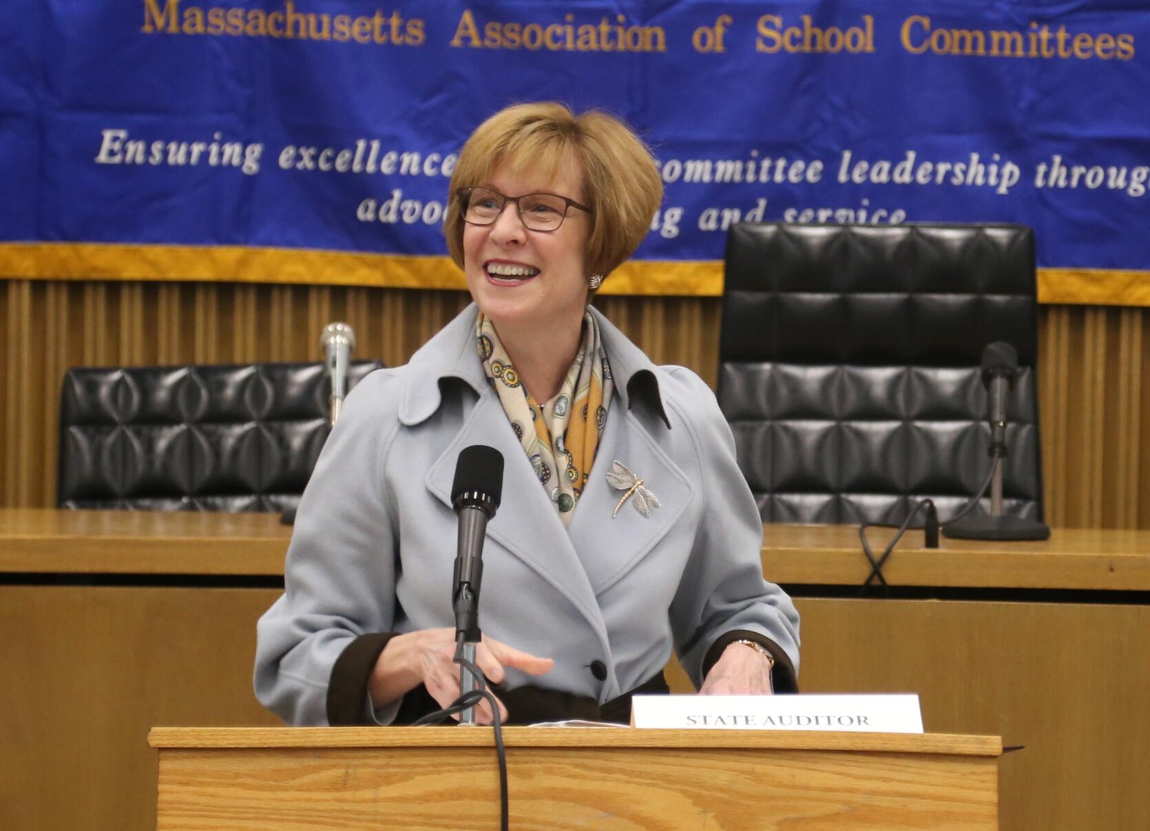 Auditor Suzanne M. Bump addresses members of the Massachusetts Association of School Committees (MASC).