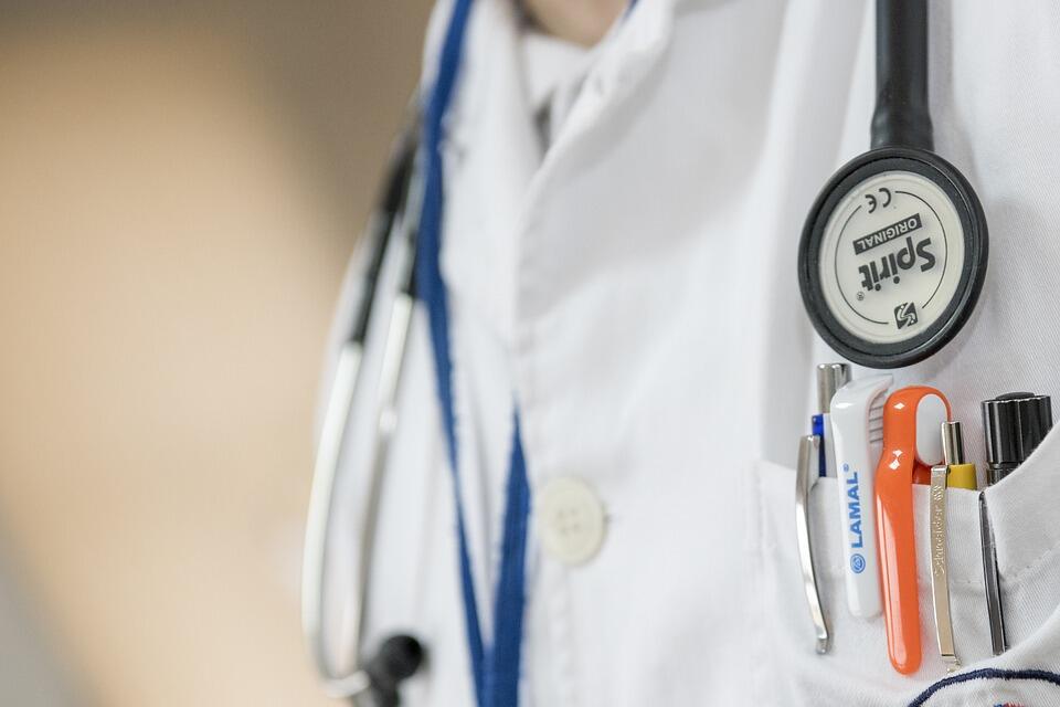 Doctor wearing a stethoscope around neck