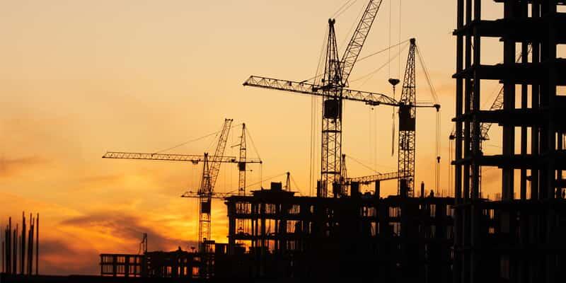 construction site at sunset