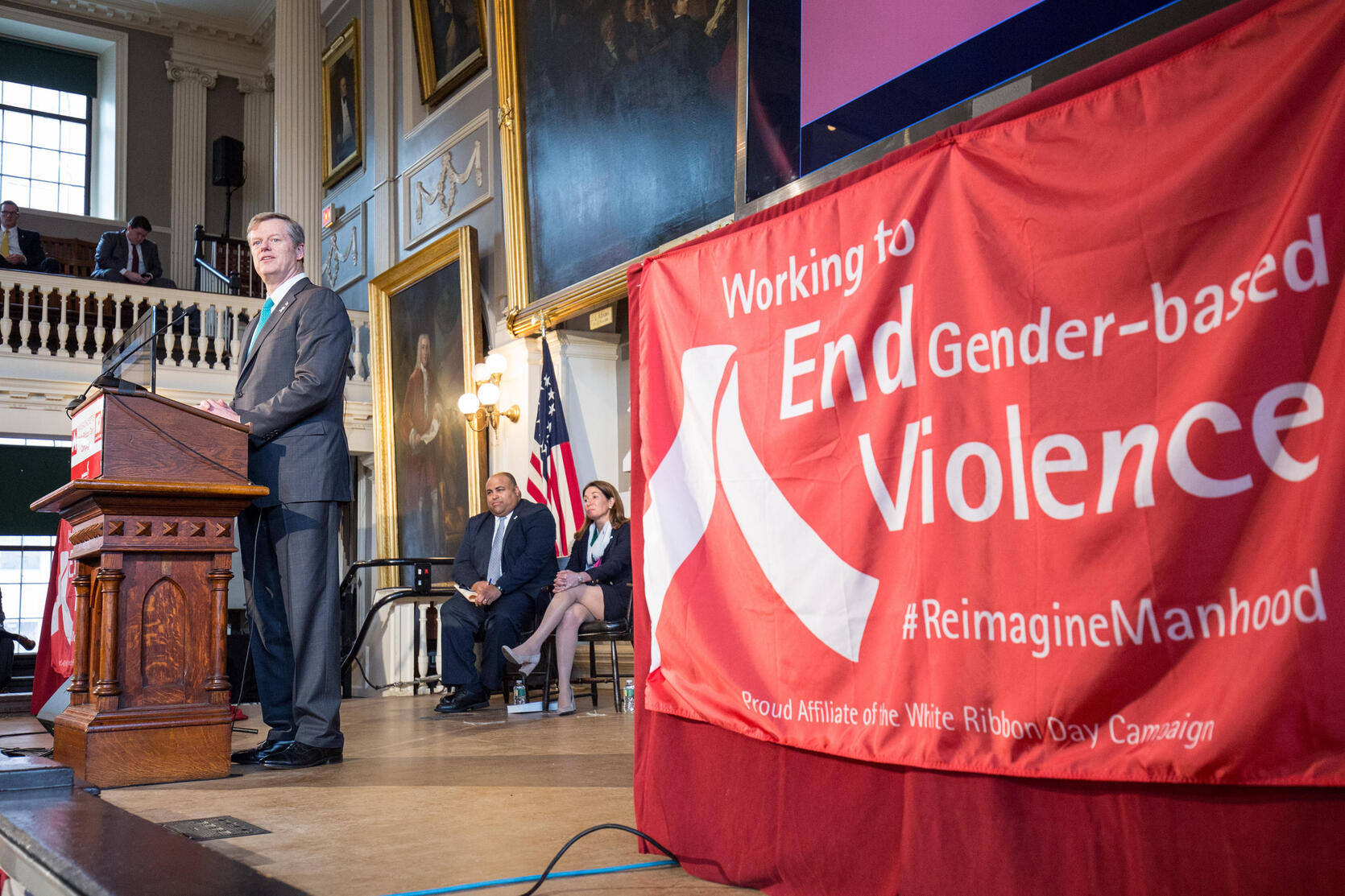 Governor Baker speaking at White Ribbon Day.