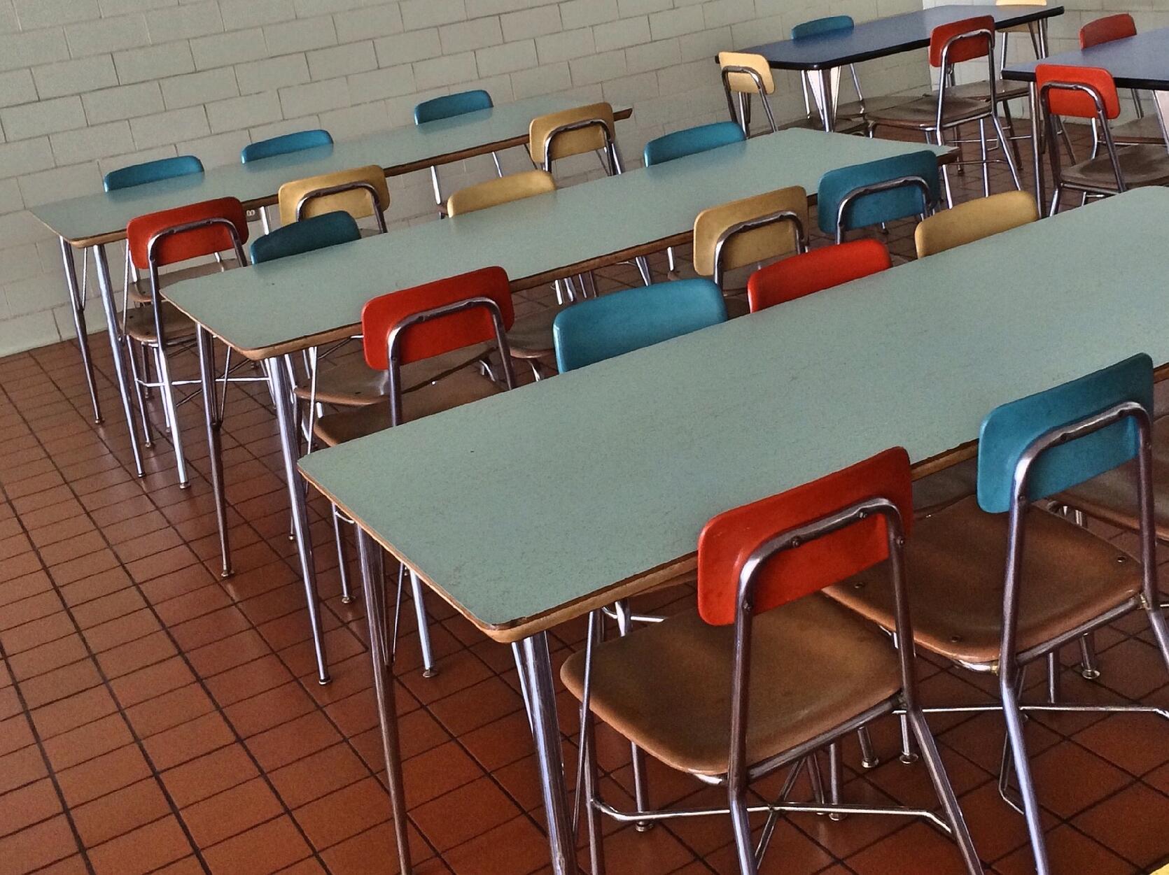 Desks in a classroom