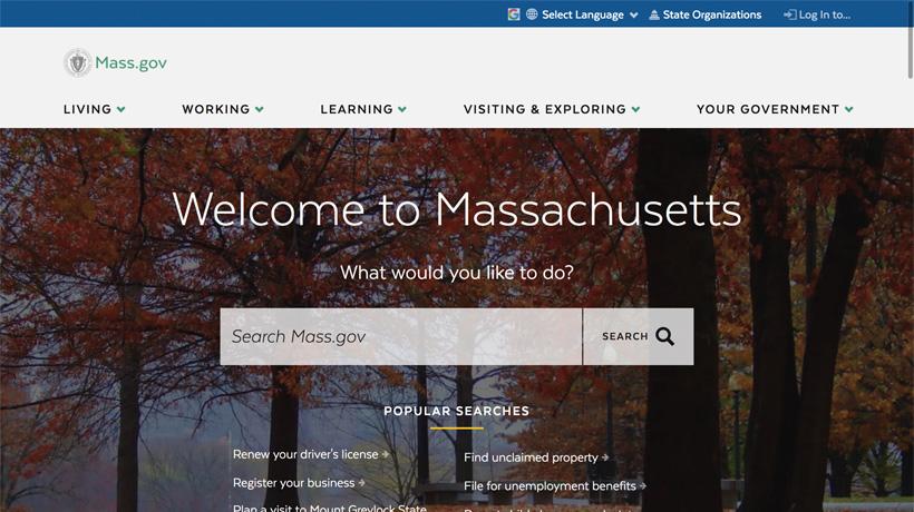 Mass.gov homepage