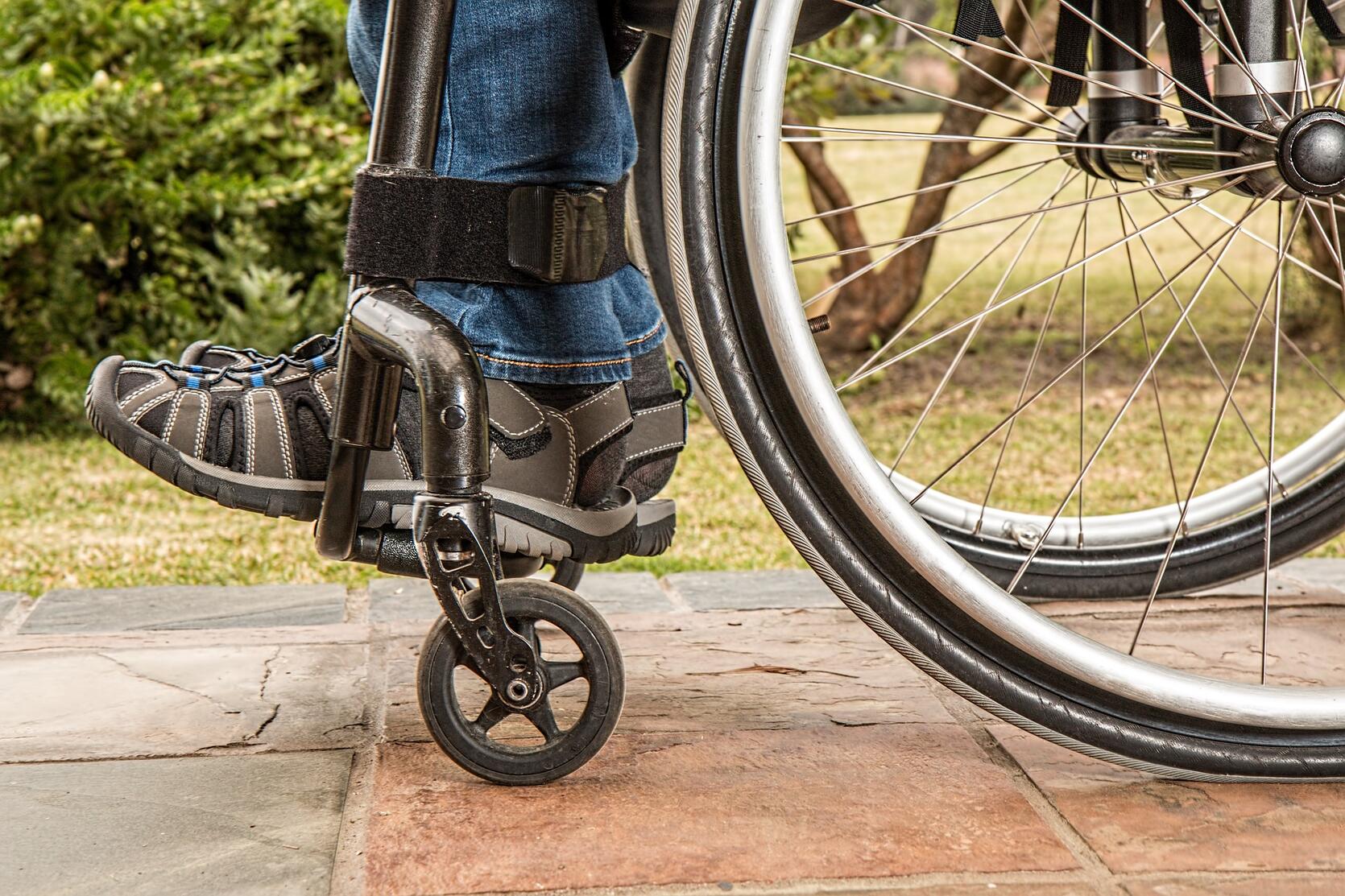 Lower portion of wheel chair at rest