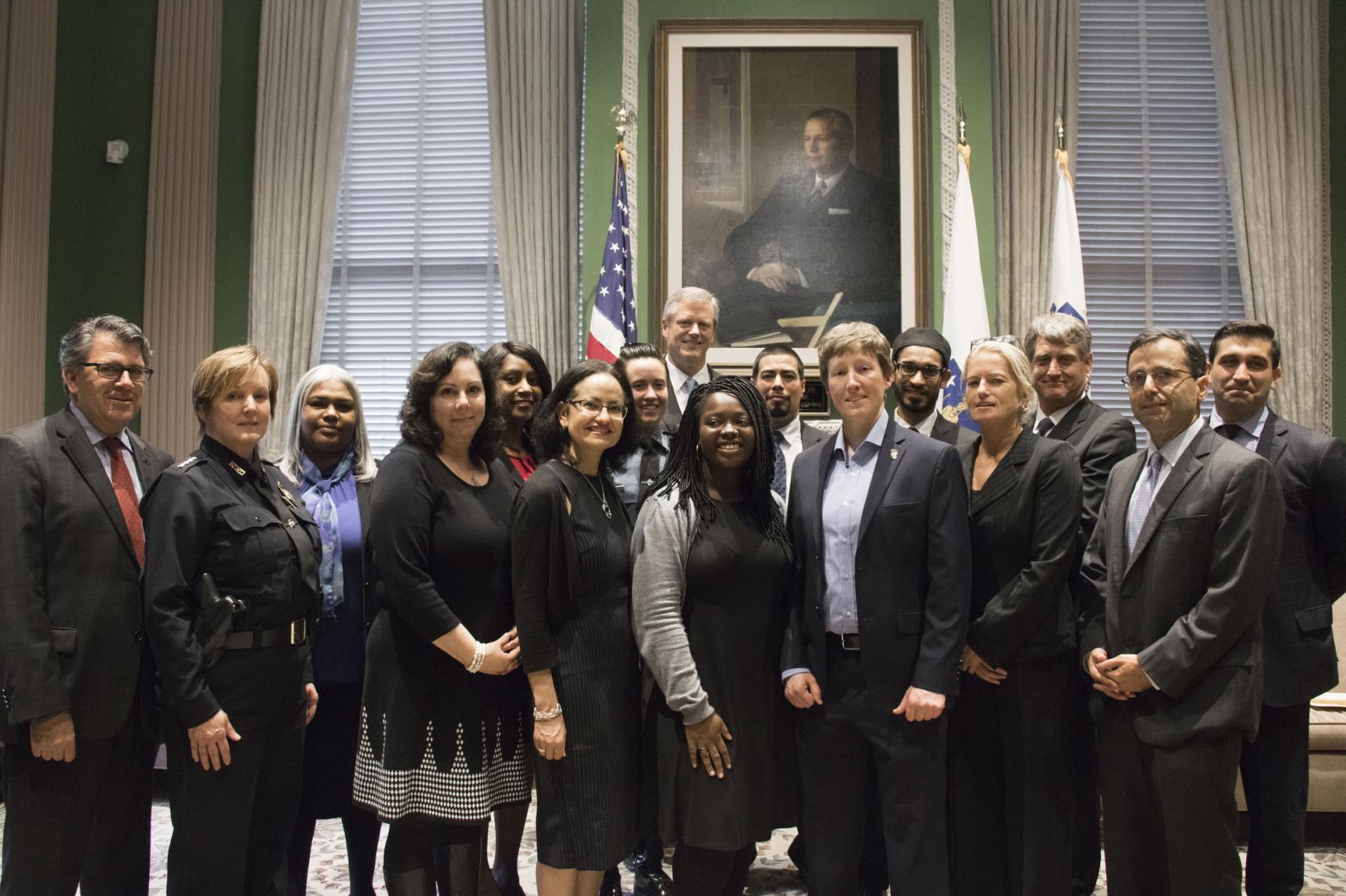 Governor Baker with members of the Governor's Task Force on Hate Crimes.