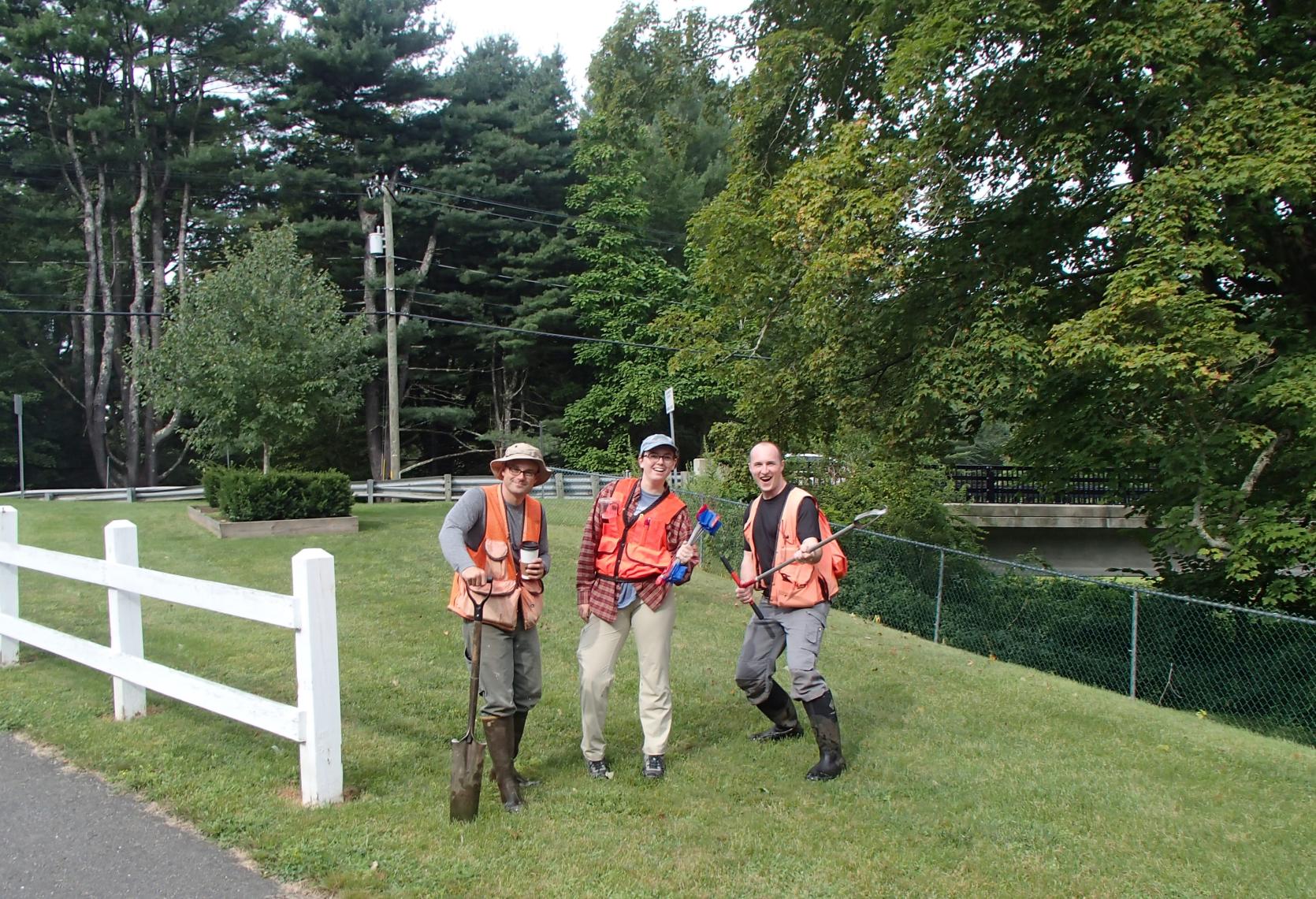Intern Jessica Holleran in the field with DER’s Nick Wildman and Eric Ford