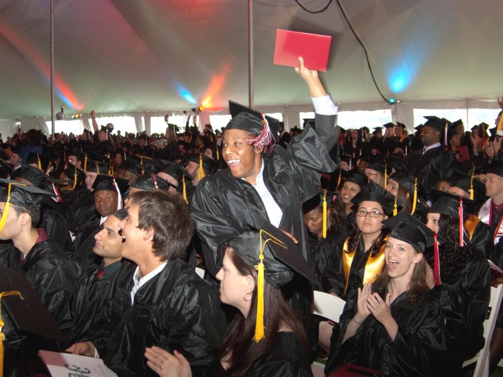 Students celebrating graduation
