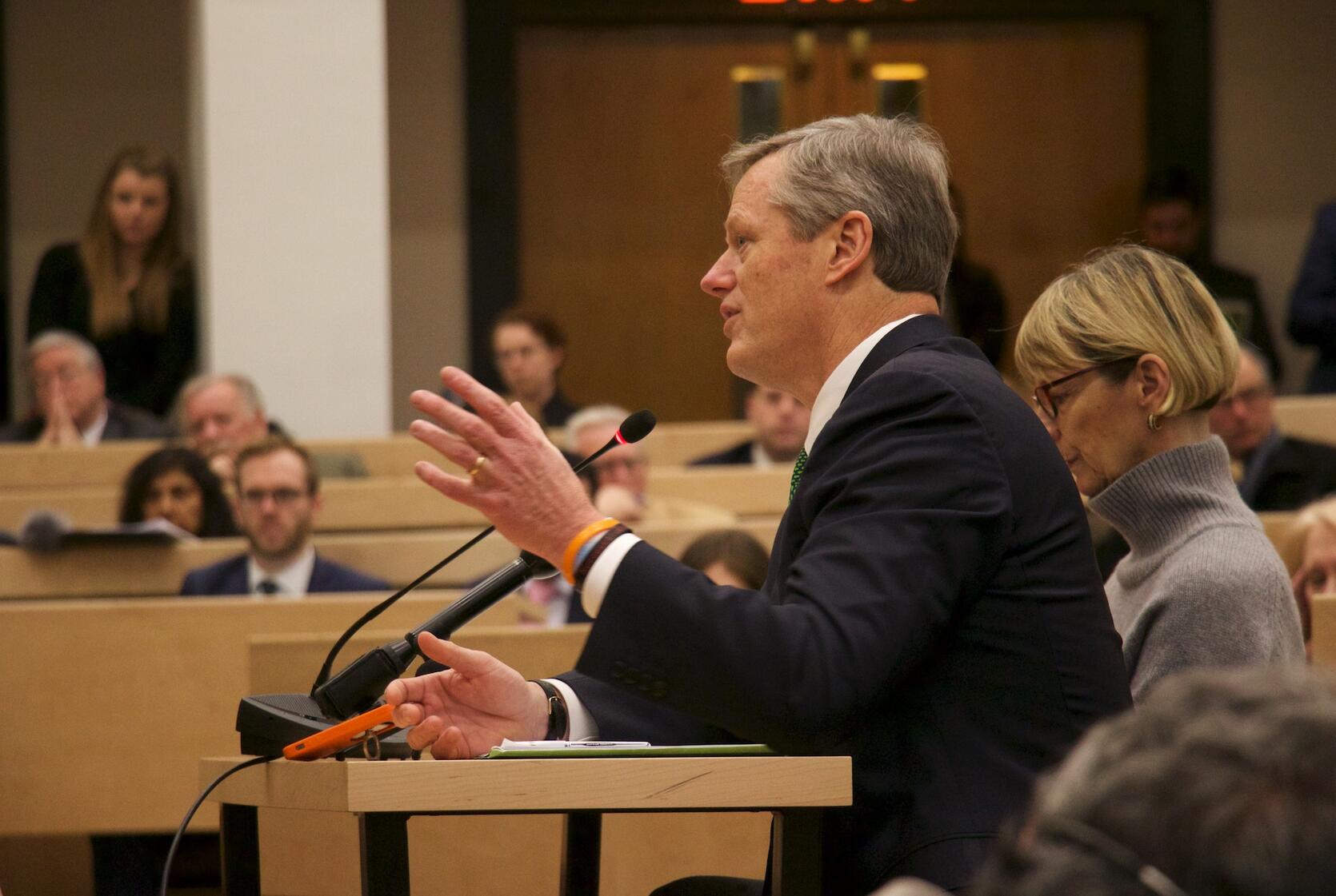 Governor Charlie Baker and Secretary Marylou Sudders testify on the administration's CARE Act.