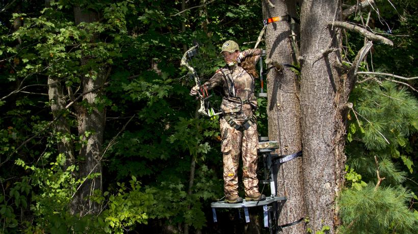 Bowhunter in the woods