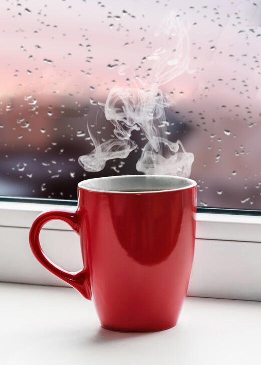 steaming coffee mug