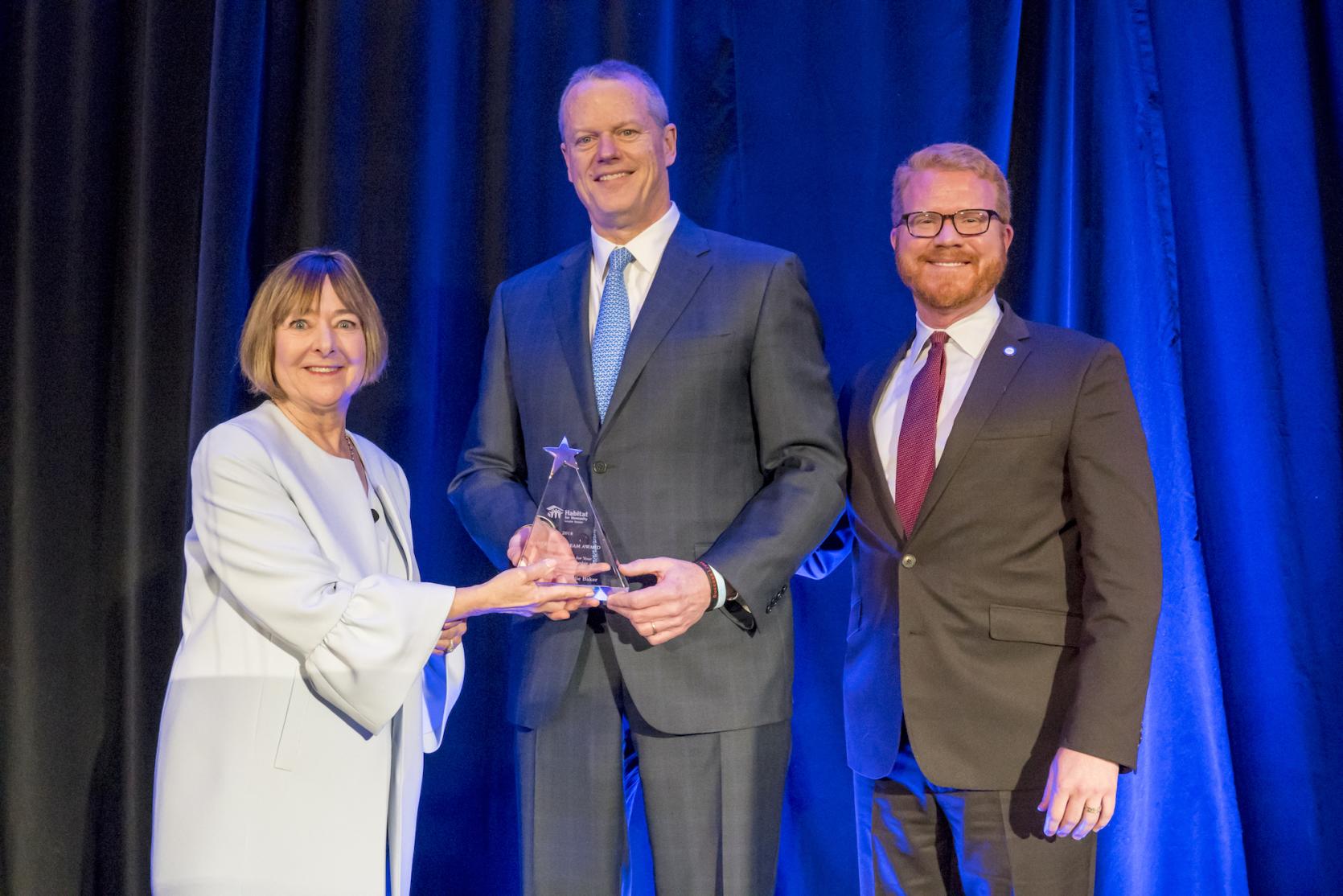 At this year’s Habitat for Humanity Greater Boston American Dream Awards Ceremony, Governor Baker was honored for his work to increase affordable housing options for low-income families.