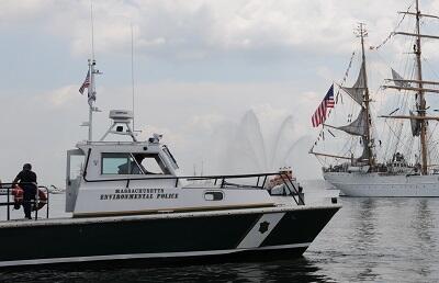 Environmental Police Officer patrolling on boat