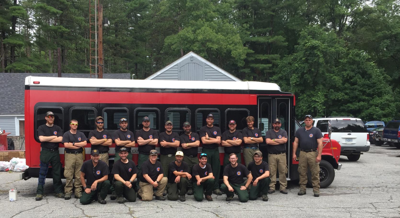 Massachusetts fire crew ready for deployment in Québec Province, Canada.