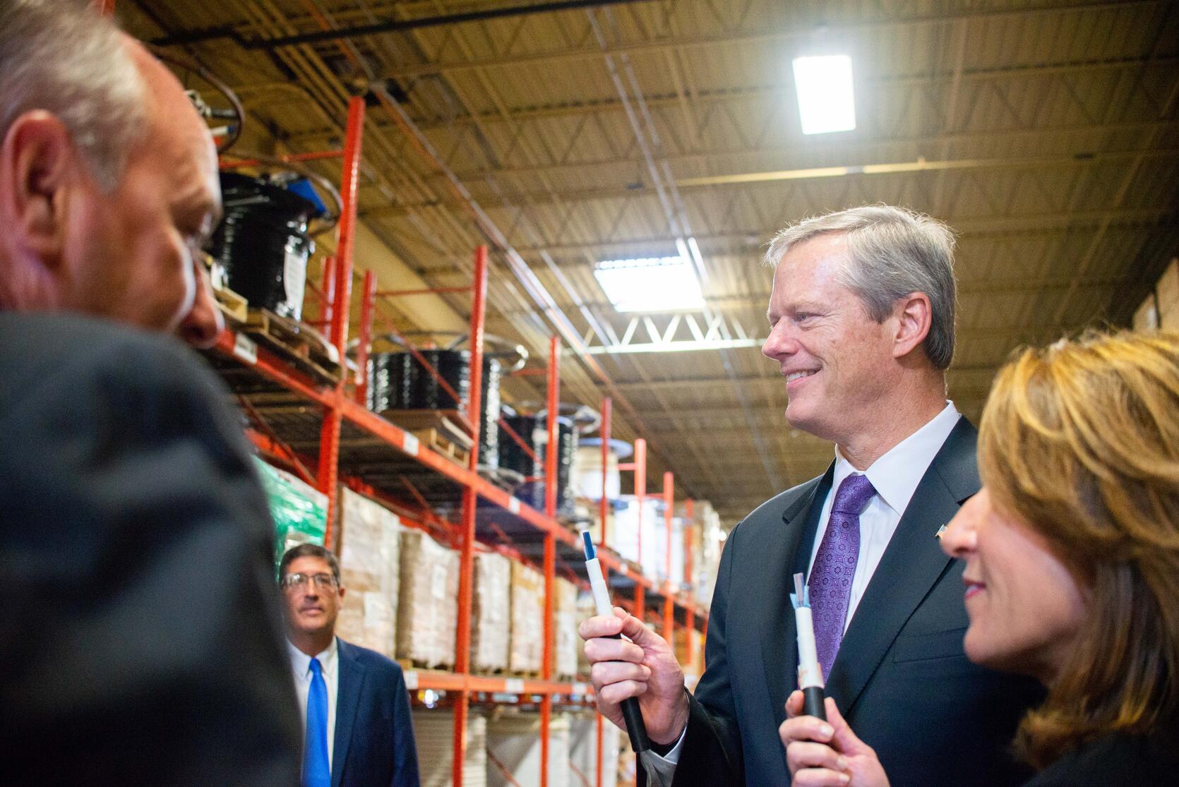 Governor Baker and Lt. Governor Polito at Westfield Gas + Electric (WG+E).