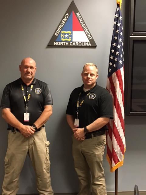 MEMA employees Allen Phillips (left) and David Bryant (right) have deployed to North Carolina Emergency Management to assist in Hurricane Florence response.