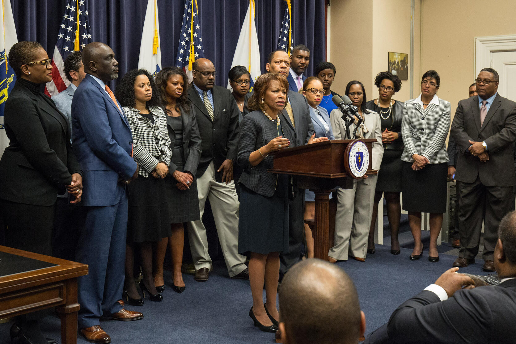 Deborah Enos address the Black Advisory Commission event.
