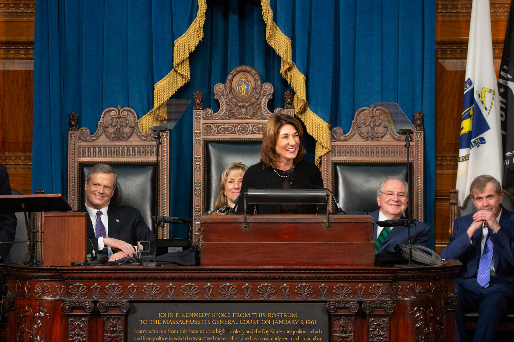 Lt. Governor Polito delivers her Inaugural address in the House Chamber.
