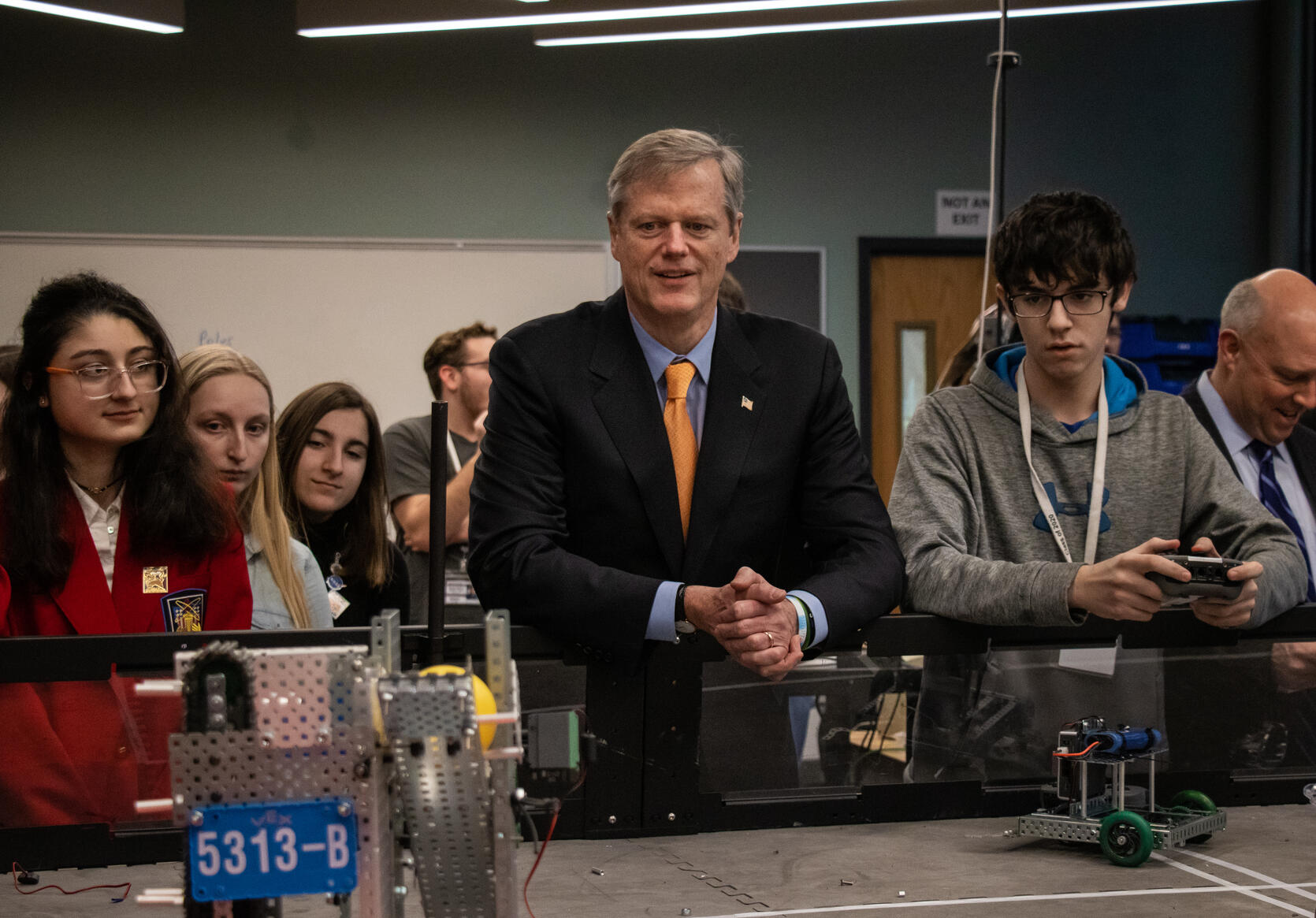 Governor Baker at Shawsheen Regional Technical High School to announce Skills Capital Grants.