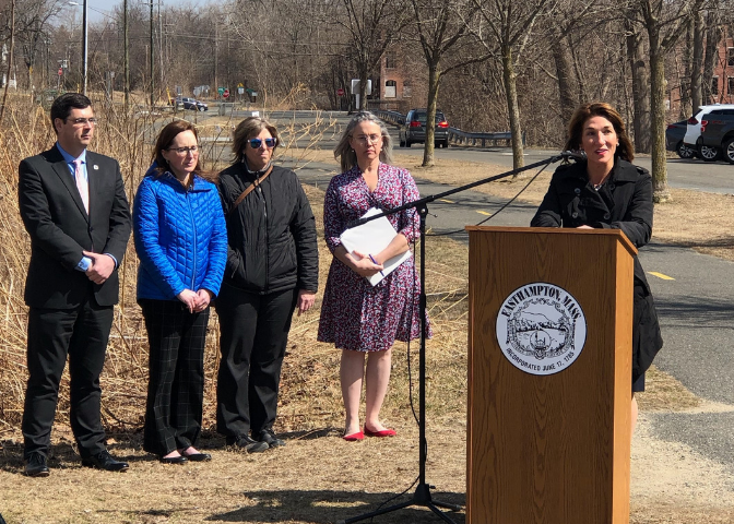 Lt. Governor Karyn Polito joined Easthampton Mayor Nicole LaChapelle, Representative Daniel R. Carey, and local housing leaders to highlight the Baker-Polito Administration's housing initiatives.
