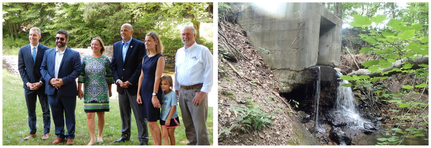 Two images partners gathering at event, the second culvert project that received DER funds.