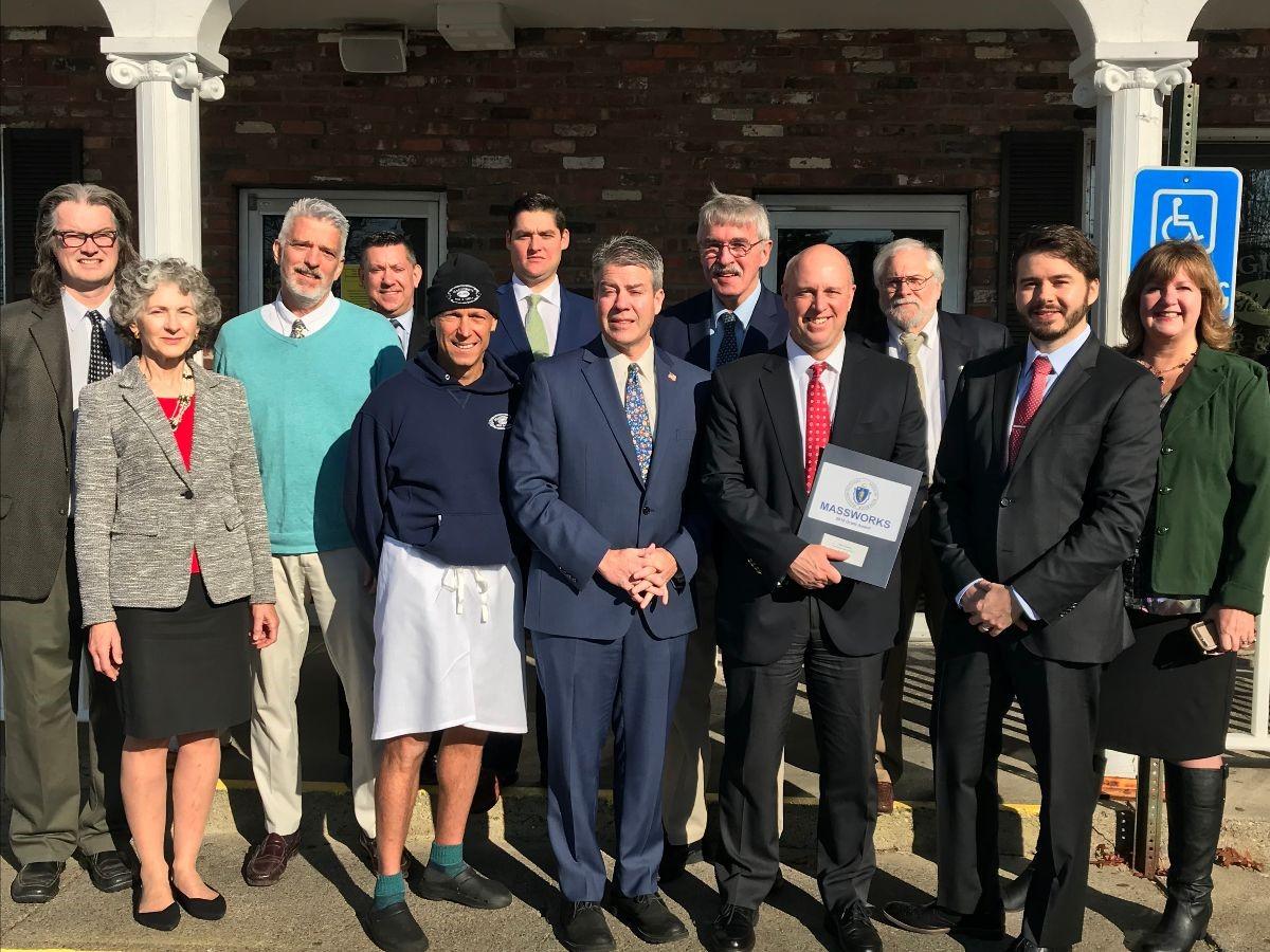Housing and Economic Development Secretary Mike Kennealy joined Easton Town Administrator Connor Read and other local leaders to announce a MassWorks Infrastructure Program grant worth $1.5 million