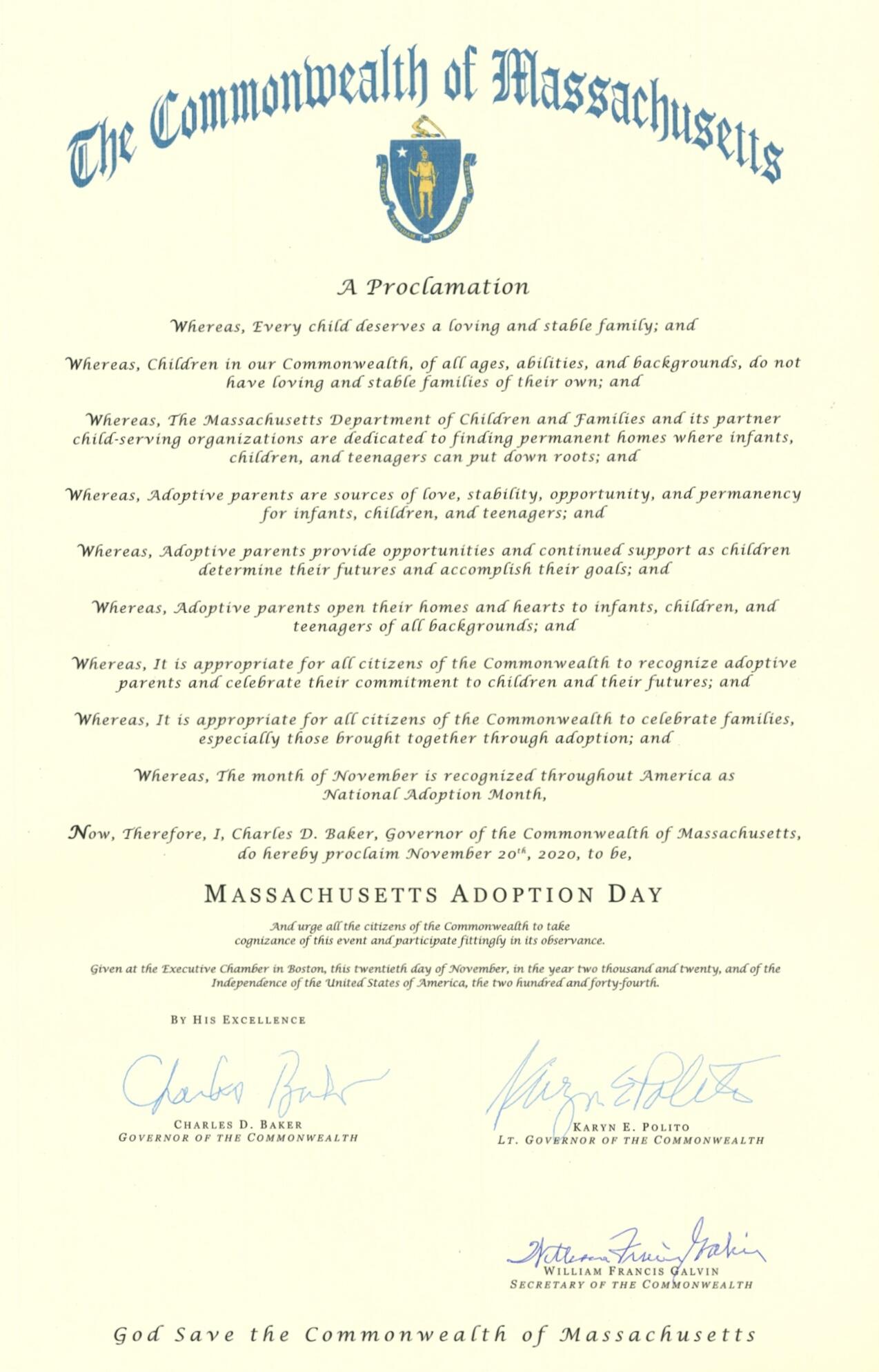 2020 National Adoption Day Proclamation