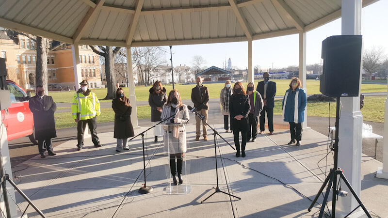 District Attorney Andrea Harrington announcing the Berkshire County Domestic Violence High Risk Team