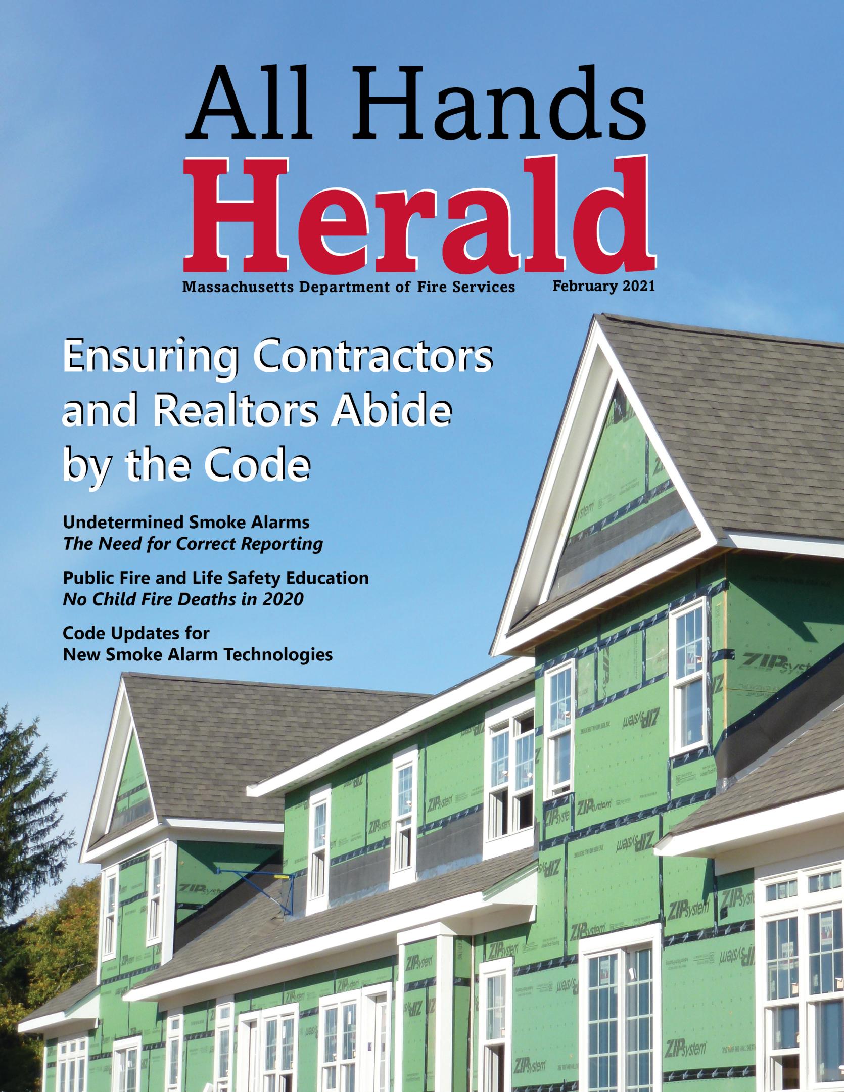 Cover of the February 2021 All Hands Herald featuring a picture of new construction.