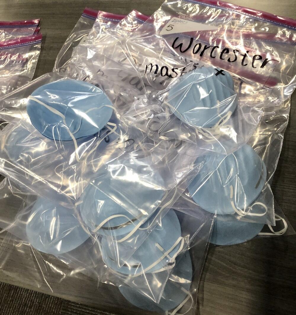 Masks packaged for distribution