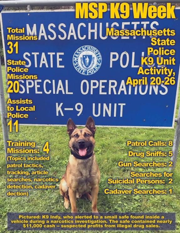 Massachusetts State Police K9 Week April 20-26, 2021