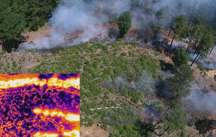 Aerial showing prescribed fire at Montague Plains