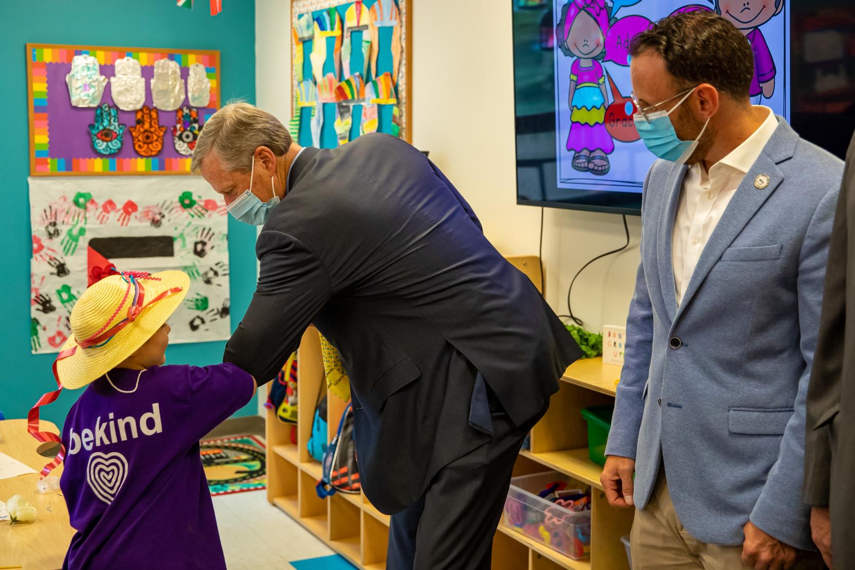 Governor Charlie Baker and Revere Mayor Brian Arrigo visit For Kids Only Afterschool on Tuesday to highlight summer learning opportunities. 
