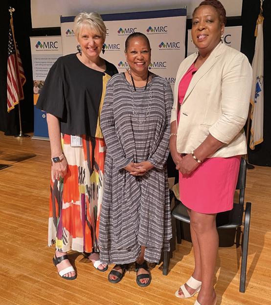 Pictured from (l to r): Commissioner Wolf, Roxbury Community College President Valerie Roberson, Ph.D., and Assistant Commissioner Joan Phillips. 