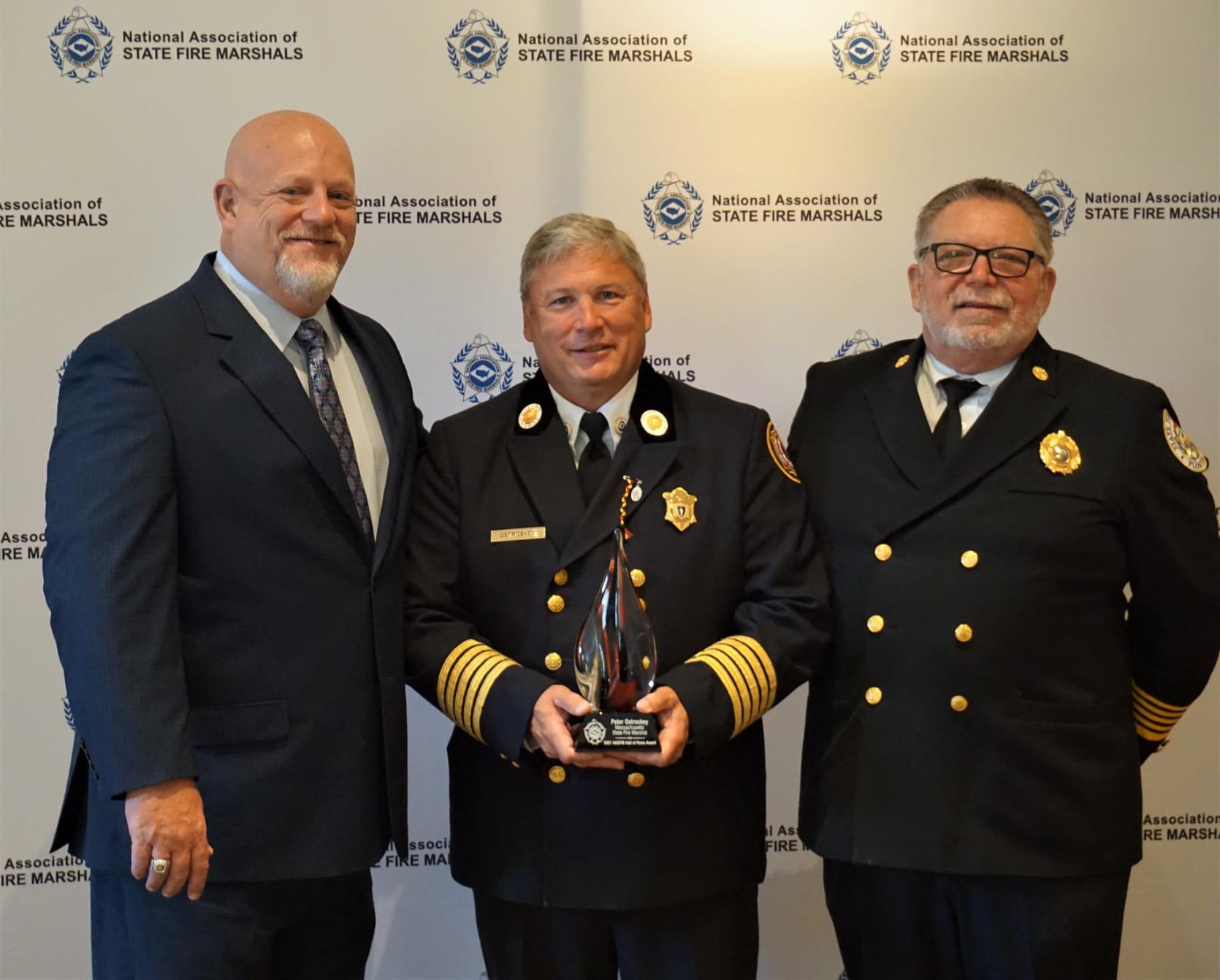 Photo of Massachusetts State Fire Marshal receiving an award