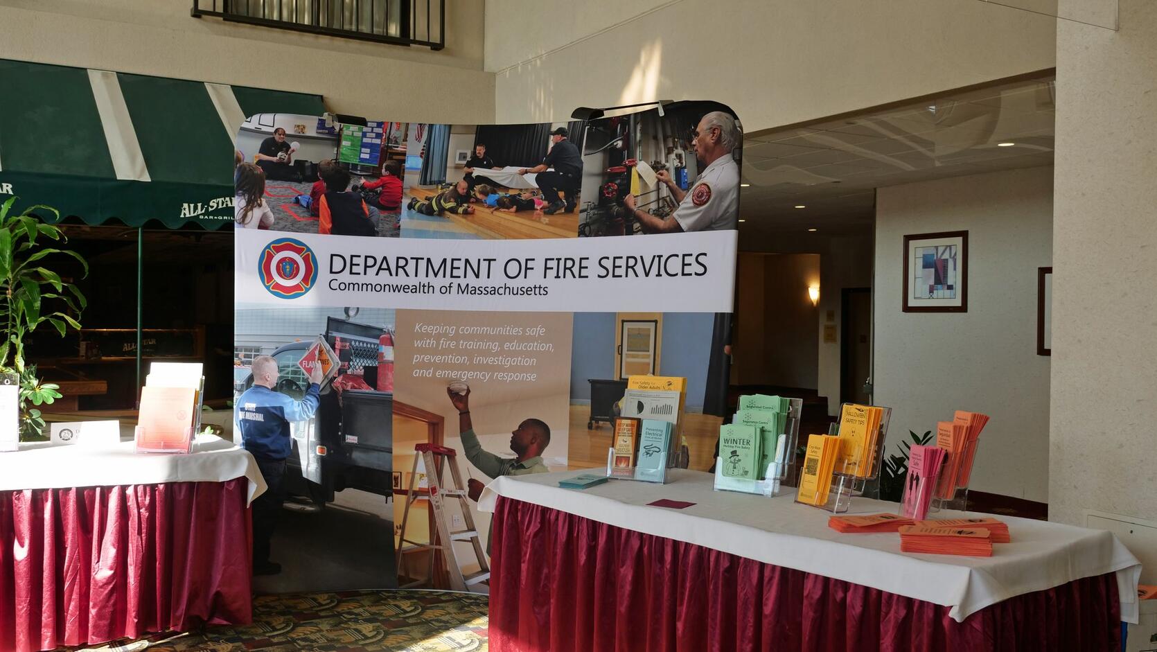Photo of a table with fire education literature