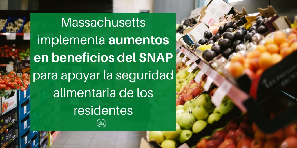 Massachusetts implementa aumentos en beneficios del SNAP para apoyar la seguridad alimentaria de los residentes. Foto: producir en una tienda de comestibles.