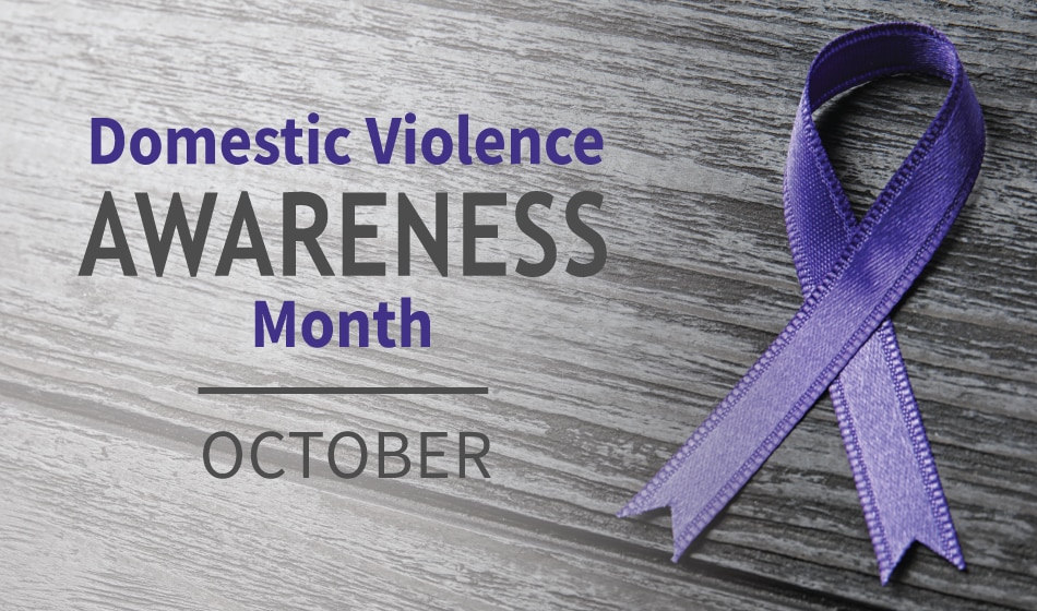 Domestic Violence Awareness Month, October, with ribbon