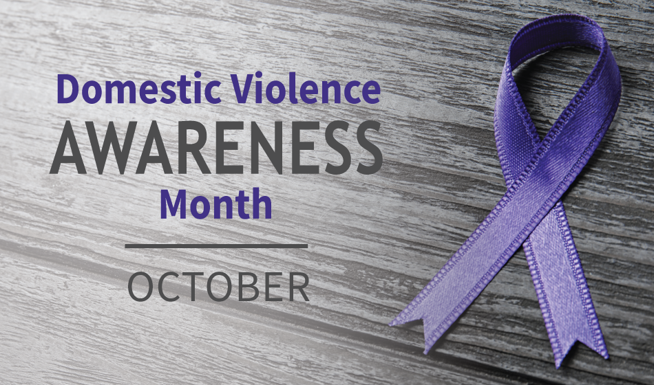 Domestic Violence Awareness Month, October, with ribbon