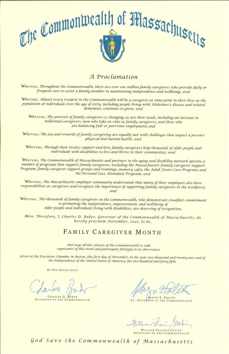 Governor's proclamation verbiage about the dedication