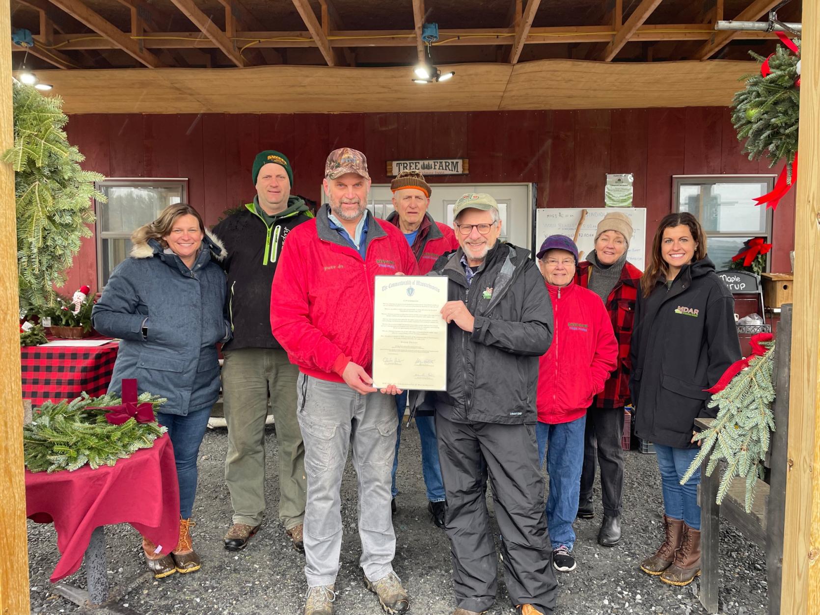 MDAR Commissioner John Lebeaux and Deputy Commissioner Ashley Randle visited Seekonk Tree Farm in Great Barrington to celebrate Friday, November 26, 2021, as “Green Friday” in honor of the Massachusetts Christmas tree industry.