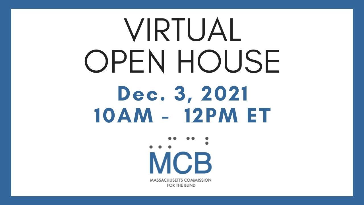 Virtual Open House December 3 2021 10 am to 12 pm ET MCB logo