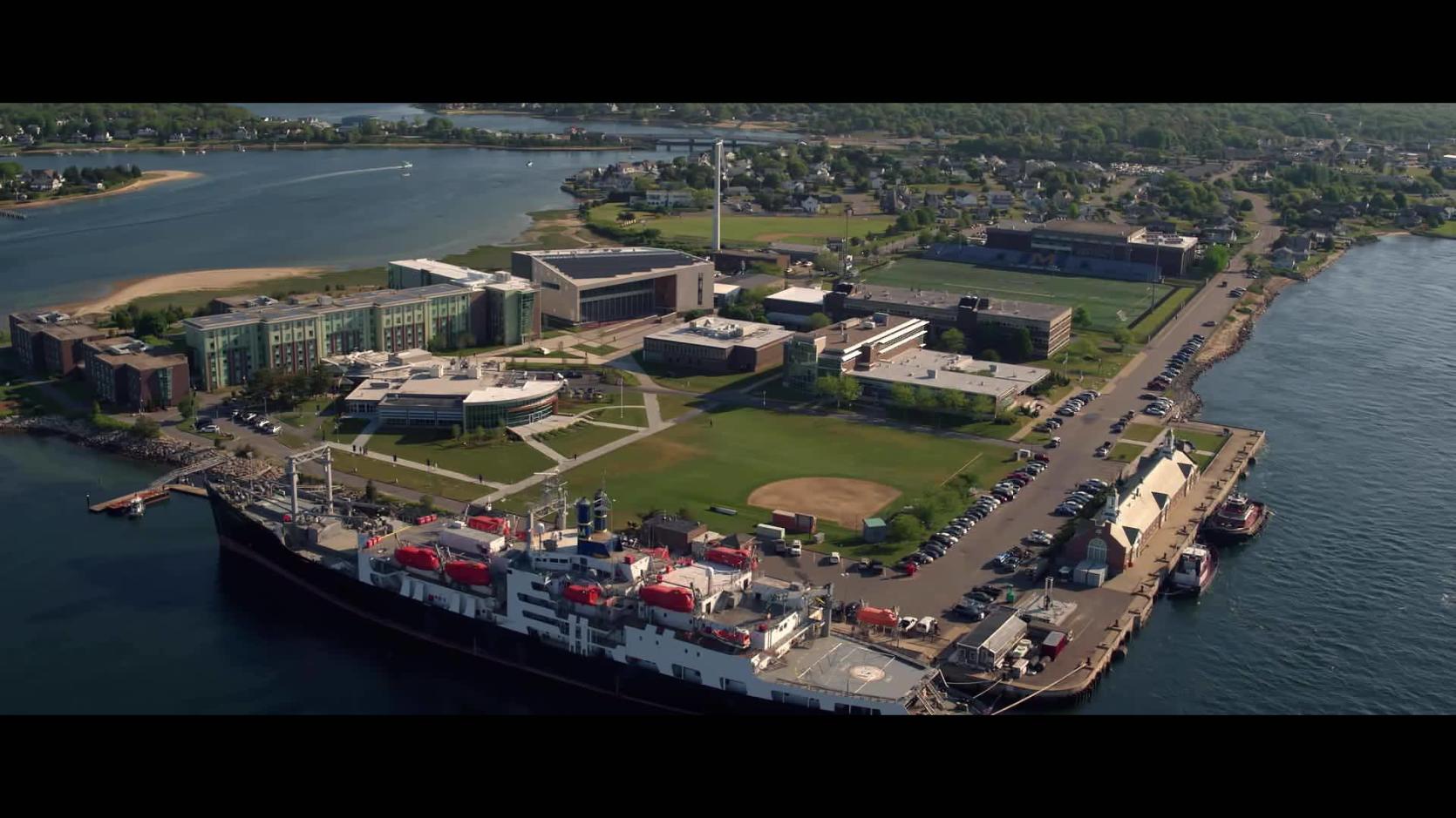 Aerial view of Mass Maritime campus