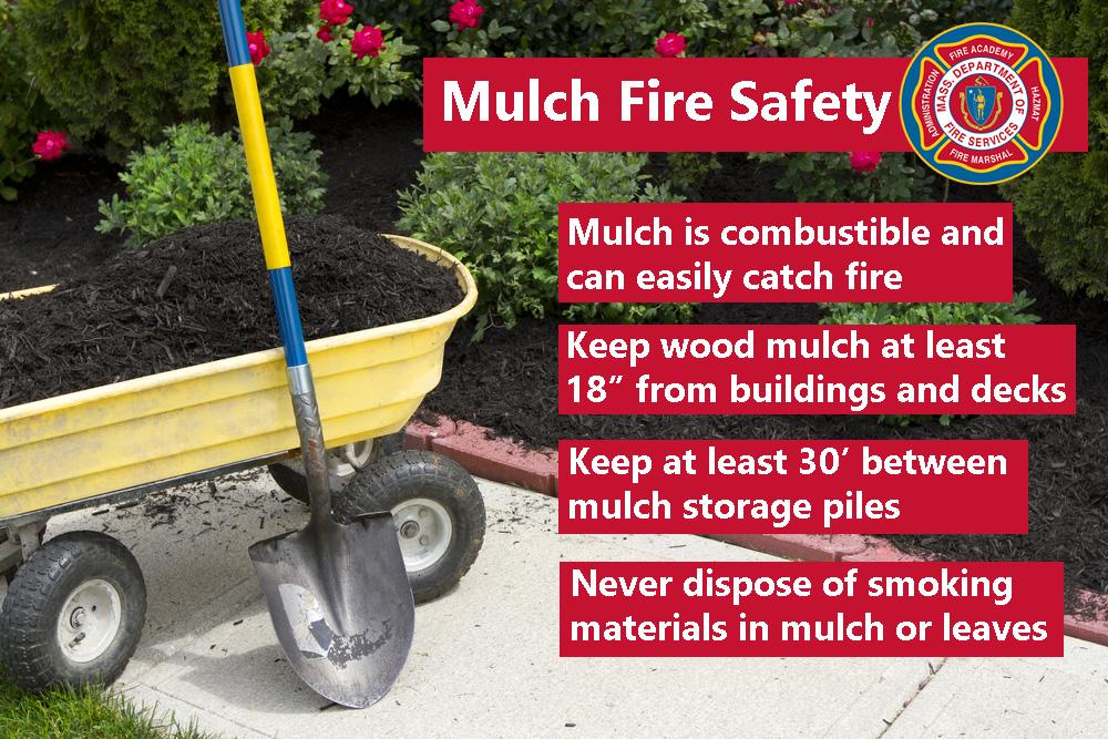 image of a wheelbarrow full of mulch and safety tips